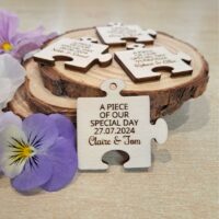 Wooden Puzzle Piece Wedding Favours