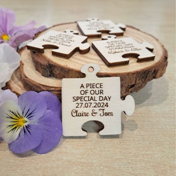 Wooden Puzzle Piece Wedding Favours