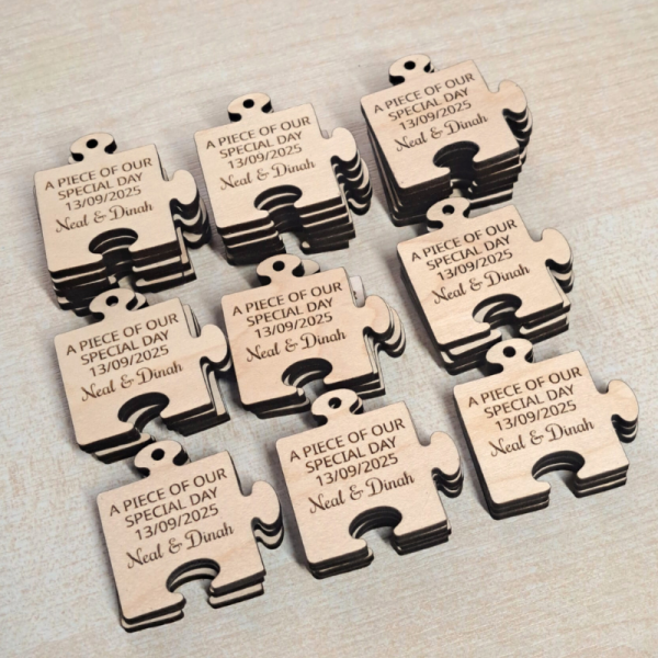 Personalised Wedding Favours Table Decorations, Wedding Drinks Tokens, Wooden Puzzle Wedding Table Decor, Party Favors, Anniversary Favours - Image 3
