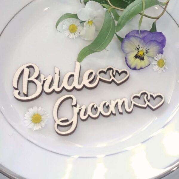 Personalised Wooden Wedding Names, Wedding Place Names, Love Heart Design Wedding Table Decor, Wedding Cake Topper Names - Image 4