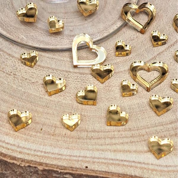 Light Gold Love Heart Table Confetti Decorations Mirror Acrylic Love Hearts Wedding Table Decor Anniversary Decor Valentines Day - Image 6