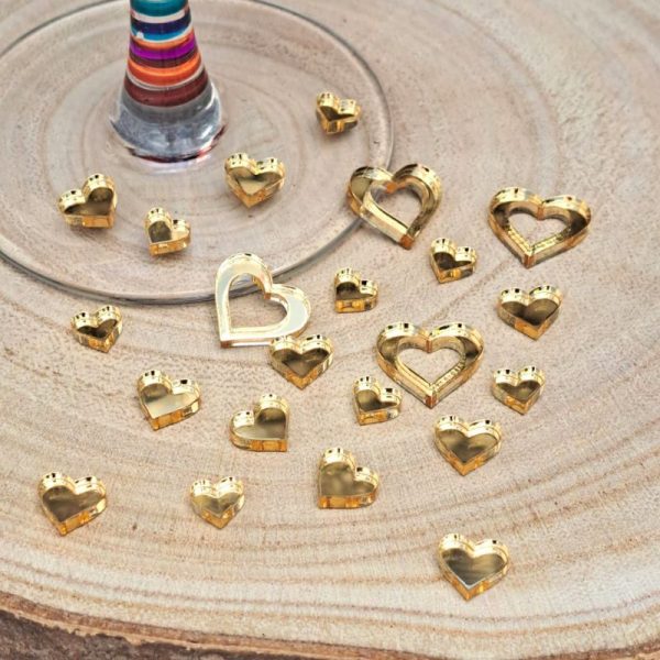 Light Gold Love Heart Table Confetti Decorations Mirror Acrylic Love Hearts Wedding Table Decor Anniversary Decor Valentines Day - Image 3