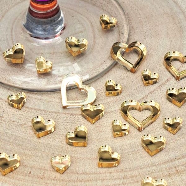 Light Gold Heart Acrylic Mirror Table Confetti Scatter 4
