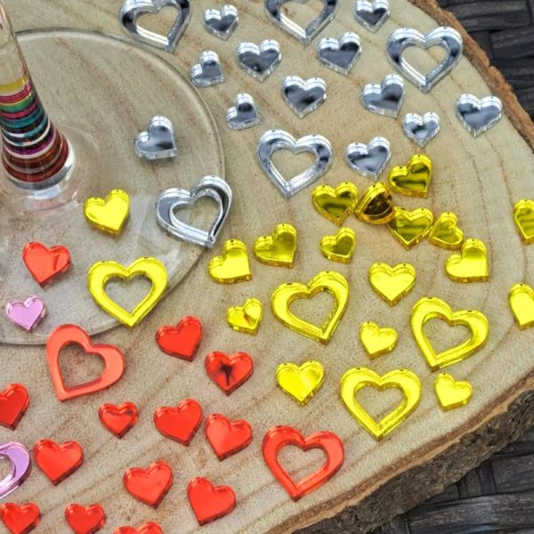 Red Love Heart Table Confetti Decorations Red Mirror Acrylic Love Hearts Wedding Table Decor Anniversary Table Scatter Valentines Day - Image 8