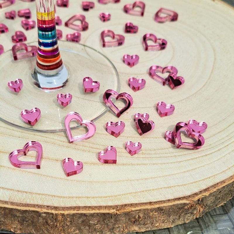 Pink Love Heart Table Confetti Decorations Pink Mirror Acrylic Love Hearts Wedding Table Decor Anniversary Valentines Day - Image 3