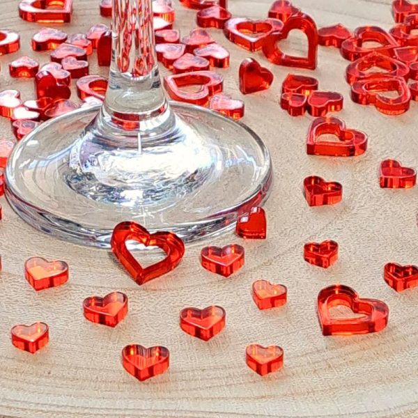 Red Heart Acrylic Mirror Table Confetti Scatter