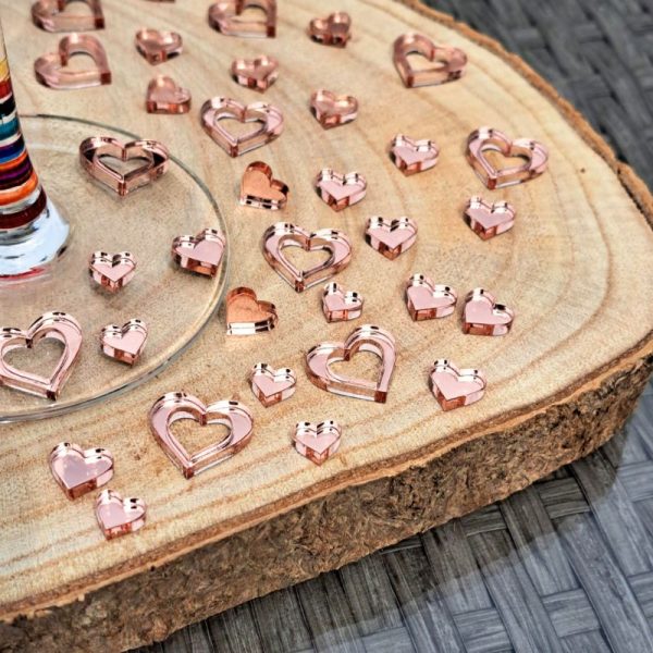 Rose Gold Love Heart Table Confetti Decorations Mirror Acrylic Love Hearts Wedding Table Decor Anniversary Valentines Day - Image 3