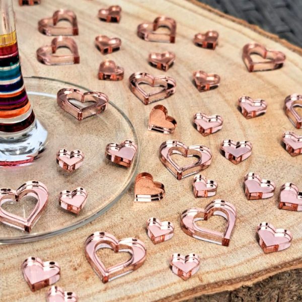 Rose Gold Heart Acrylic Mirror Table Confetti Scatter