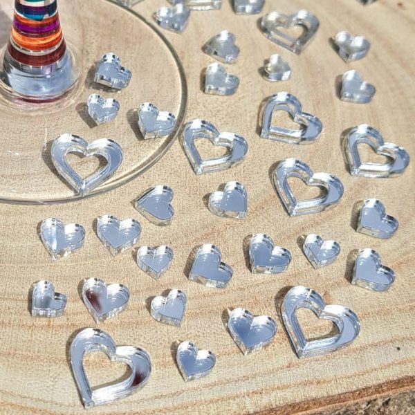 Silver Mirror Love Heart Table Confetti Decorations Mirror Acrylic Love Hearts Wedding Table Decor Anniversary Valentines Day - Image 2