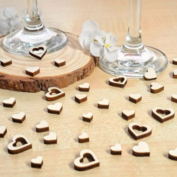 Love Heart Wooden Wedding Table Confetti Decorations Love Hearts Table Decor Anniversary Valentines Day - Image 2