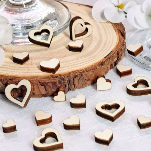 Wooden Heart Table Confetti