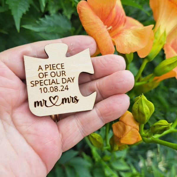 Personalised Puzzle Piece Wedding Favours Table Decorations, Personalised Wedding Drinks Tokens, Wooden Puzzle Wedding Table Decor, Party Favors, Anniversary Favours - Image 7