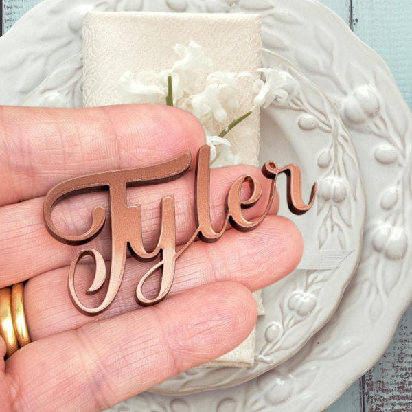 Mirror Acrylic Personalised Names, Fancy Text Wedding Table Names, Mirror Acrylic Cake Topper Names, Wedding Guest Personalised Names - Image 2