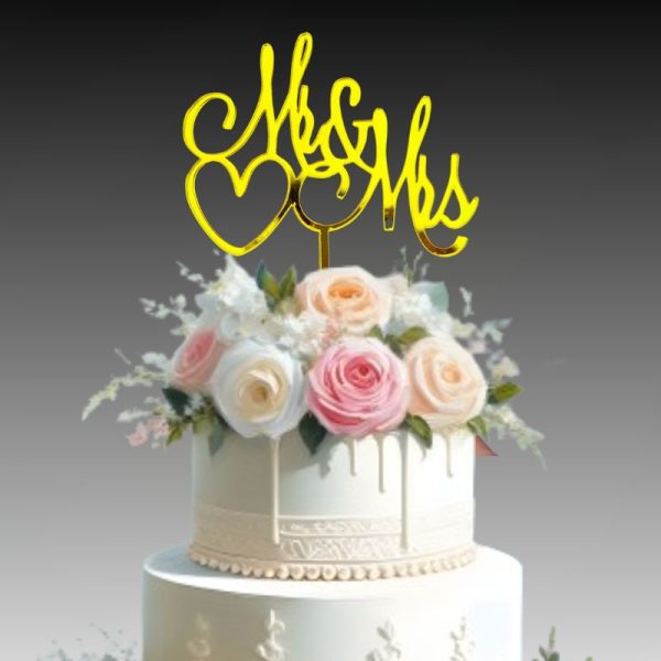 Mr & Mrs Wedding Cake Topper, Mirror Acrylic Heart Cake Toppers, Party Cake Decorations, Anniversary Cake Toppers - Image 6