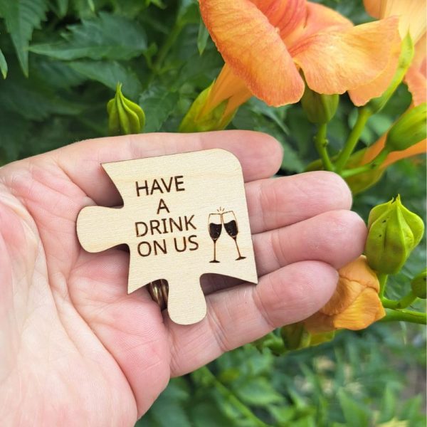 Personalised Puzzle Piece Wedding Favours Table Decorations, Personalised Wedding Drinks Tokens, Wooden Puzzle Wedding Table Decor, Party Favors, Anniversary Favours - Image 8