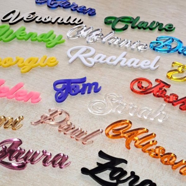 Mirror Acrylic Personalised Names, Fancy Text Wedding Table Names, Mirror Acrylic Cake Topper Names, Wedding Guest Personalised Names - Image 9