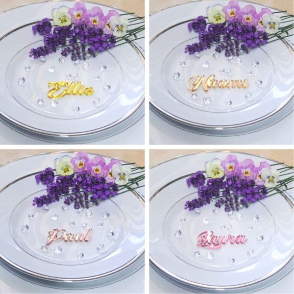 Personalised Wedding Table Names, Mirror Acrylic Cake Topper Names, Wedding Guest Personalised Names - Image 7