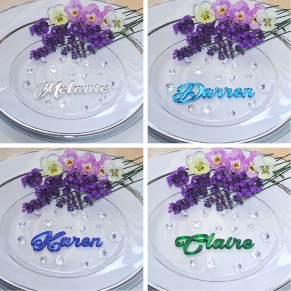 Personalised Wedding Table Names, Mirror Acrylic Cake Topper Names, Wedding Guest Personalised Names - Image 6