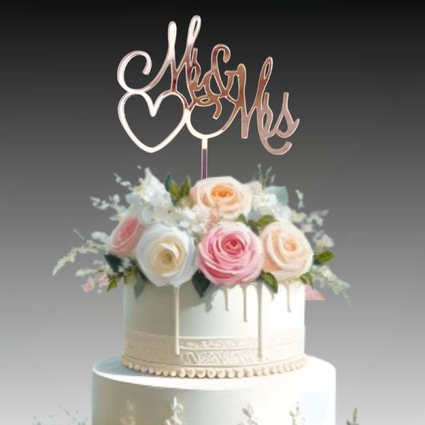 Mr & Mrs Wedding Cake Topper, Mirror Acrylic Heart Cake Toppers, Party Cake Decorations, Anniversary Cake Toppers - Image 8
