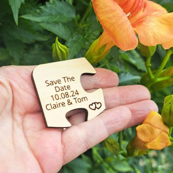 Personalised Puzzle Piece Wedding Favours Table Decorations, Personalised Wedding Drinks Tokens, Wooden Puzzle Wedding Table Decor, Party Favors, Anniversary Favours - Image 9