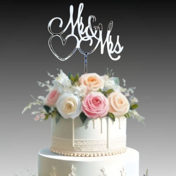 Mr & Mrs Wedding Cake Topper, Mirror Acrylic Heart Cake Toppers, Party Cake Decorations, Anniversary Cake Toppers - Image 7