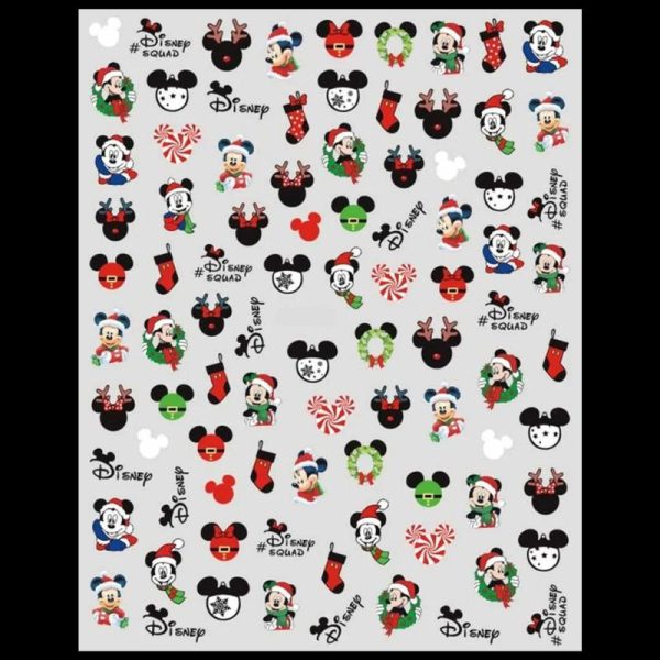 3D Disney Mickey Mouse And Minnie Mouse Christmas Nail Art Stickers Design 769