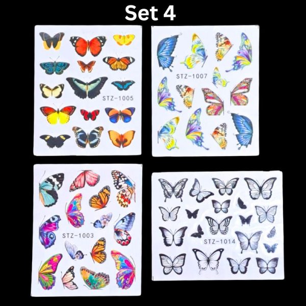 4 x Butterfly Nail Art Water Decals Set 4