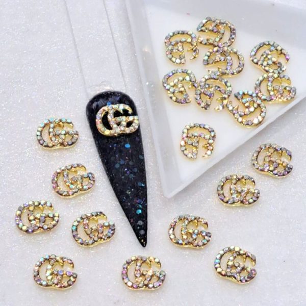 Designer Inspired Nail Art Crystal Charms Gold Alloy x 1 Design 27