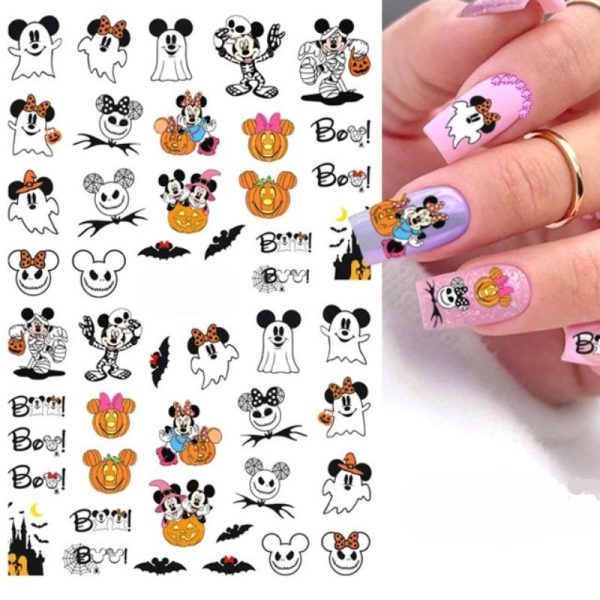 Disney Halloween Nail Art Stickers Mickey Mouse, Minnie Mouse, Bats, Pumpkins, Ghosts Design 264