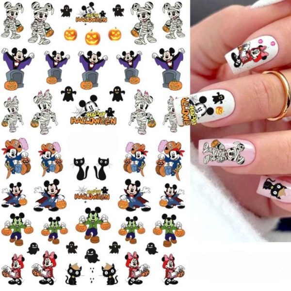Halloween Nail Art Stickers Mickey Mouse, Minnie Mouse, Pumpkins, Ghosts, Mummy Design 269