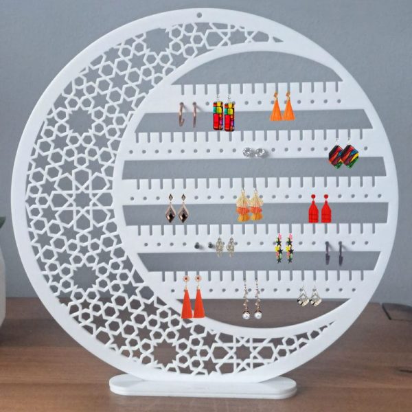 Earring Holder, Wooden Earring Display Stands, White Acrylic Earring Storage Jewellery Display - Image 3