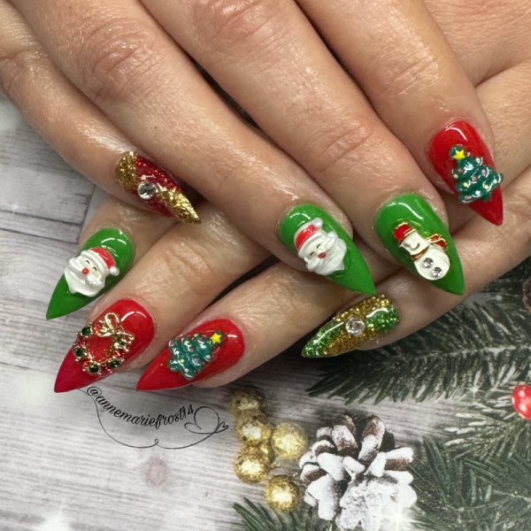 Xmas Tree Nail Art Charms, Acrylic Christmas Tree Craft Charms - Image 2