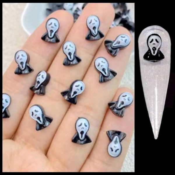 Black Skull Mask Nail Art Charms Scream Mask Nail Art Charms x 1 Design 1