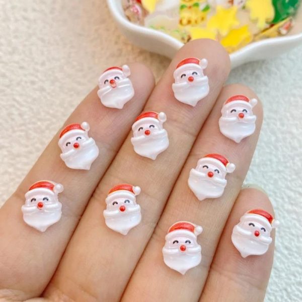 Santa Nail Art Charms, Acrylic Father Christmas Face Craft Charms