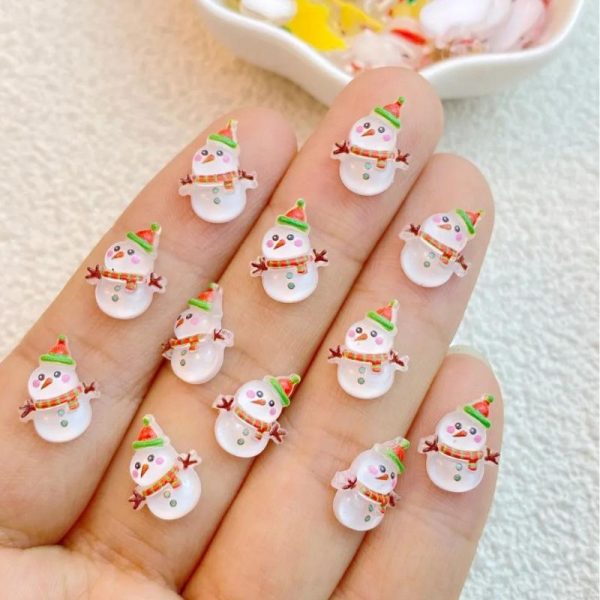 Christmas Acrylic Snowman Charms Nail Art And Craft Design 4
