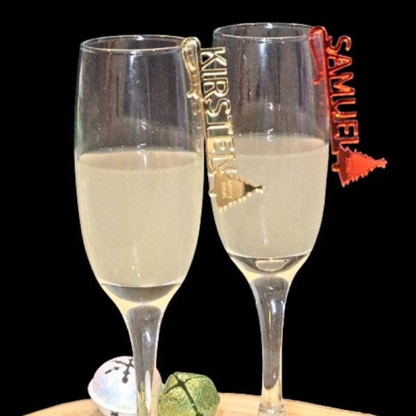 Personalised Xmas Drink Tags, Wedding Drink Name Tags, Party Drink Markers, Christmas Tree Glass Toppers, Anniversary Drinks Tags, Wine Glass Marker Charms - Image 2