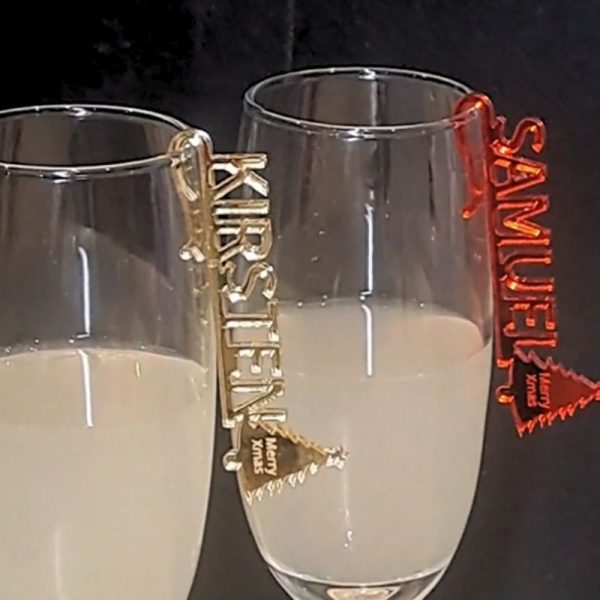 Personalised Xmas Drink Tags, Wedding Drink Name Tags, Party Drink Markers, Christmas Tree Glass Toppers, Anniversary Drinks Tags, Wine Glass Marker Charms - Image 4