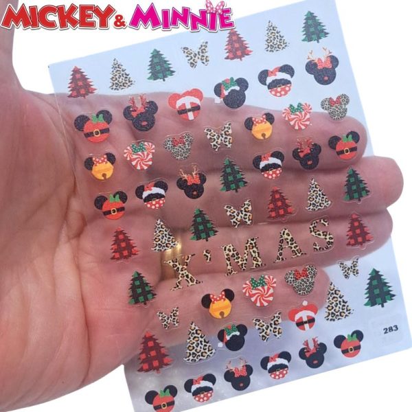 Christmas Mickey Mouse And Minnie Mouse Nail Art Stickers Design 283A