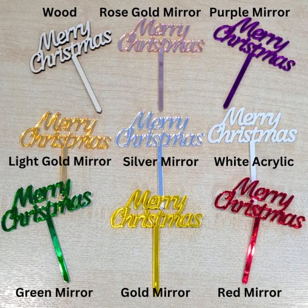 Merry Christmas Cupcake Toppers, Xmas Cake Picks, Festive Baking Toppers, Xmas Cake Decorations - Image 2