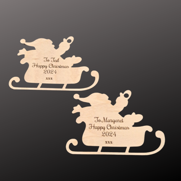 Personalised Christmas Wooden Sleigh Gift Tags, Christmas Present Gift Tags - Image 3