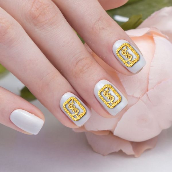 Gold Designer Inspired Nail Art Charms Piece Design 153 - Image 2