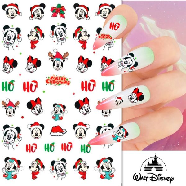Disney Mickey Mouse And Minnie Mouse Christmas Nail Art Stickers Design 284