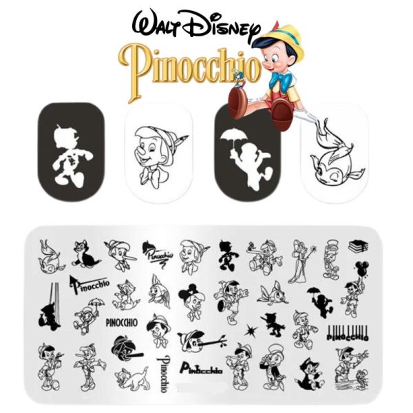 Pinocchio Nail Art Stamping Plate 205, Disney Pinocchio Nail Stamping Plate - Image 2