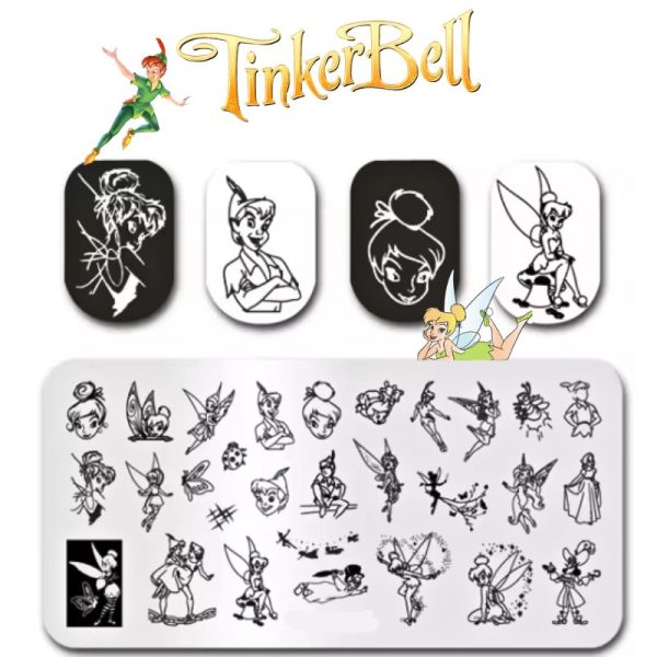 Disney Tinkerbell Nail Stamping Plate, Peter Pan Nail Art Stamping Plate Design 206 - Image 2