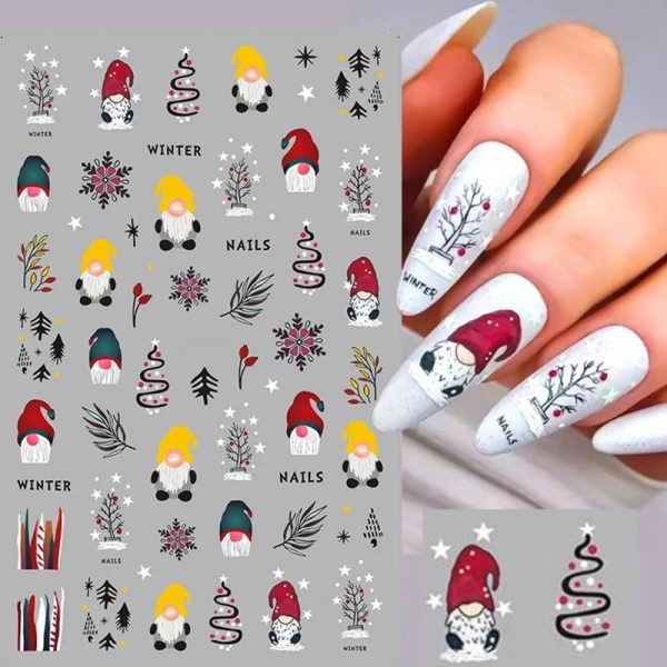 Gnome Gonk Christmas Nail Art Stickers Design 990