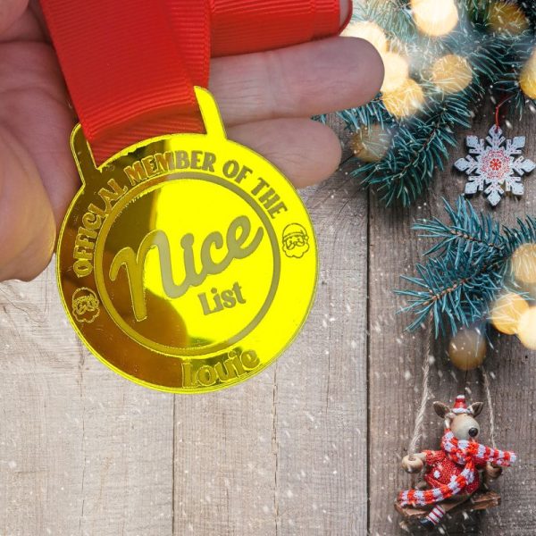 Santas Nice List Medal, Personalised Santa's Nice List Name Medal, Xmas Eve Box Gifts - Image 3