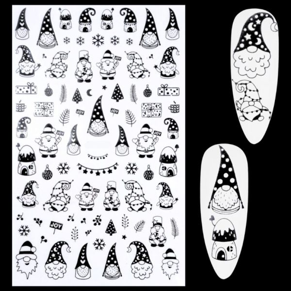 Gonk Xmas Nail Stickers, Christmas Gnome Nail Art Stickers Design 1068