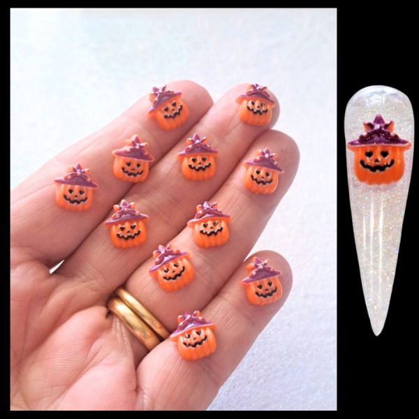Halloween Pumpkin Nail Charms, Craft, Hair Bows x 1 Piece Design 1