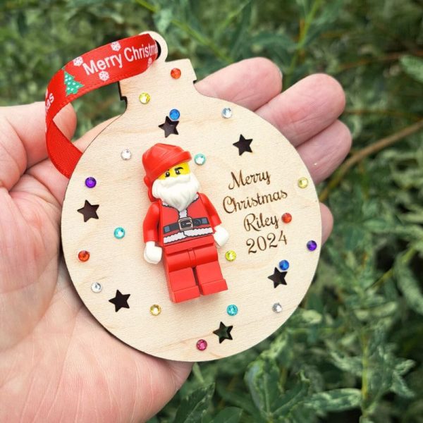 Lego Santa Personalised Christmas Bauble With Crystals, Lego Kids Santa Baubles, Lego Christmas Tree Decorations - Image 6