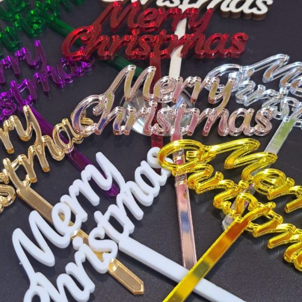 Merry Christmas Cupcake Toppers, Xmas Cake Picks, Festive Baking Toppers, Xmas Cake Decorations - Image 3